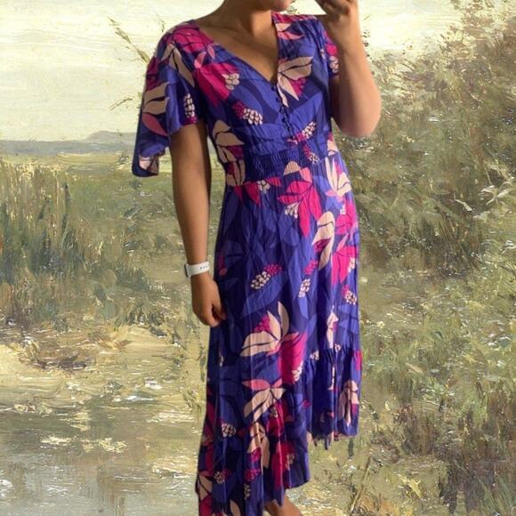 Abel the Label Dresses & Skirts - ABEL THE LABEL Santa Cruz Floral V Neck High Low Dress Size S Tropical Cruise